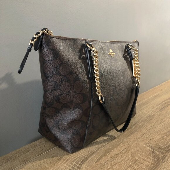Coach Ava Chain in Signature Brown Black Shoulder Tote Bag MSRP $395 - Picture 5 of 15